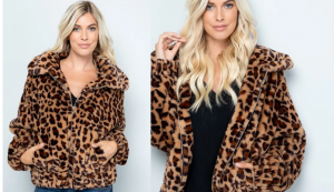 FAUX FUR LEOPARD PLUSH JACKET