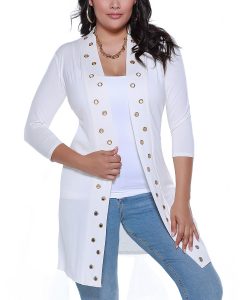 Grommet Placket Knit Cardigan